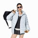 ICH MODE American retro 90 white duck down ribs down jacket women's winter light and cold-proof hooded short coat light gray M