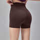 Ling Yuxun Fitness Girl Nude High Waist Yoga Shorts Summer Quick-Drying Dry Butt Lifting Pilates Training Sports Three-Point Pants Chestnut Coffee (no underwear required) S