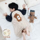 Children's one-piece pajamas autumn and winter flannel double-layer thickened baby baby sleeping bag boy's coral velvet anti-kick 1 picture color 90