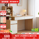 Quanyou Home 2025 new log cream style desk and bookcase combination study office computer desk government subsidy solid wood color + white | desk cabinet free expansion + large capacity partition + desk combination