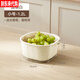 Fat Donglai's new double-layered vegetable sink drain basket for home living room plastic fruit plate kitchen thickened water filter vegetable basket washing vegetable basket transparent white small double-layered drain basket thickened and resistant to falling and washing fruits.