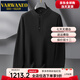 VARWANEO international first-line brand loose plus size Henry collar jacquard sweater men's long-sleeved sweater button decoration autumn and winter black XL (120-140) Jin Jin equals 0.5 kg
