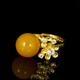 Mingpo Shijia beeswax ring S925 silver gold-plated inlaid with old wax new wax women's ring round bead petal ring adjustable style 2 old wax