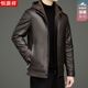 Hengyuanxiang Hooded Leather Jacket Men's Winter Jacket Thickened Warm Autumn and Winter New Dad Leather Jacket Black (Warm and High Quality) M 170 Recommended 90-120 Jin Jin equals 0.5 kg