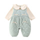 YEEHOO's new autumn and winter style baby girl's quilted overalls, stylish infant doll collar bottoming clothes, one-piece set, two-piece set, light blue overalls 73cm