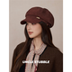 Face-showing small octagonal hat for men and women Korean version simple and versatile retro newsboy hat suede painter hat student couple trend black one size (55-59cm) adjustable
