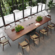 Oscarden large conference room table and chair combination, light luxury and high-end solid wood large table workbench with planter slots and embedded sockets, one table and ten chairs, 3m table + Hiroshima chairs*10