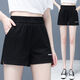 SOVK Sticked Shorts für Frauen 2025 Sommer Neue Koreanische Version Vielseitige elastische Hochtaille schlanker lässiges Casual A-Line Wide-Big Hot Hosen Khaki 9909 L 105-115jin [Jin gleich 0,5 kg]