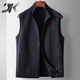 DK高端男装立领休闲马甲男春夏薄款背心透气无袖外套坎肩运动马夹衫 藏青33730 4XL (195)适合190-200斤