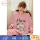 Gukoo pajamas for women winter Disney and Mary Cat joint plush warm and sweet leopard print women's home wear set D peach pomelo set S
