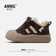 Annil children's cotton shoes spring velvet children's shoes girls 2026 new baby shoes girls sneakers two cotton Birkenstock shoes dark brown velvet thickened 28 recommended foot length 16.5-17.1cm