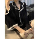 Zhidou Dou Einfacher lässiger Pyjamas für Frauen Koreanische Version Pure Cotton Long Sleeve Strickjacken Hosen Anzug großer Frühlings- und Herbst Sommer-Heimkleidung Strickjacke 5009 Cherry M 70-95