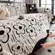 Warm velvet cloud-like universal full-cover sofa cover, four-season anti-slip, anti-cat scratch, high-end jacquard plush cover, style - black and white, 340cm*180cm, suitable for four people