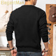 ElegantMan Black 350g Heavyweight Henley Collar Sweatshirt Men's 2025 Winter Season American Retro Henley Shirt Bottoming Long Sleeve Black M