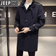 JEEP SPIRIT, мужская ветровка средней длины, осень-зима 2025, новое повседневное пальто с лацканами, свободное деловое красивое пальто в корейском стиле, черное M