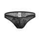 Men's sexy underwear lace thong low waist trendy men's fashionable breathable elastic underwear C505 black M