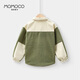 Mami Maka (MOMOCO) children's clothing boys' shirts 2025 winter fashion stitching shirts for middle and large children, light green 110