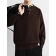 Xiao Hui Li Jia American old money style sweater men's autumn and winter lapel cotton Henry collar sweater thickened polo bottoming sweater dark coffee M _115Jin Jin is equal to within 0.5 kg