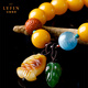 Layun Feiyin collectible chicken fat yellow beeswax bracelet for women full honey amber bracelet original design with jasper leaves for gift collection 10mm beeswax (with certificate)