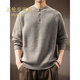 VILVKELIS British Chris high-end American retro Henry collar men's sweater autumn and winter new style lazy loose long-sleeved bottoming sweater trendy oatmeal color S_Suitable for 90-110Jin Jin equals 0.5 kg