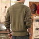 ElegantMan American retro Henry collar sweater men's khaki 2025 winter new thickened warm knitted bottoming shirt Henry shirt green khaki S
