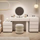 Yusenyi 2024 new dressing table, bedroom and drawers, one-piece modern simple solid wood dressing table and bedside table, small apartment cream 0:8m dressing table + three drawers + crystal mirror + pier stool assembled solid wood frame + white