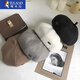Woodpecker beret women's autumn and winter new octagonal painter hat casual versatile newsboy hat retro British hat fashion woolen style off-white one size (56-58cm)