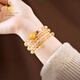 Bailuoqi Natural Brazilian Citrine Bracelet Women's Five Elements Earth Bracelet Yellow Three Circle Stacked Jewelry Beads 6mm