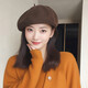 Hanqing mid-summer large version autumn and winter woolen three-dimensional beret women's Japanese high-end large head circumference painter's hat bud hat fashion dark brown L elastic code