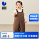Mini Bara for boys and girls in autumn and winter new cute belly-protecting baby plus velvet overalls pants