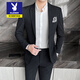 Playboy high-end suit suit for male groom and best man wedding suit Korean style slim fit Korean style lapel collar dress suit for men gray single coat 2XL recommended 135-150Jin Jin is equal to 0.5 kg