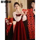 Meianjia Toast Wear Bridal New New Chinese Style Slim Fit Velvet Engagement Wedding Dress Dress Burgundy 2XL