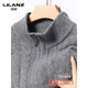 Lilang 520g thickened pure wool sweater men's half-high zipper collar jacquard sweater middle-aged dad wear thick woolen needle medium gray thickened 4XL (190)