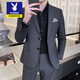 Playboy high-end suit suit for male groom and best man wedding suit Korean style slim fit Korean style lapel collar dress suit for men gray single coat 2XL recommended 135-150Jin Jin is equal to 0.5 kg