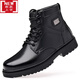 Winter Army hooked cotton leather shoes genuine leather men's velvet leather shoes fur shoes 3513 cruiser military hook men's cotton shoes genuine leather men's boots wool winter Martin boots military hooked boots genuine leather cowhide men's high top 3519-1 black wool style 38