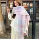 Fat Donglai's same style warm winter thickened scarf soft waxy white purple mohair winter scarf for girls thickened Yunshu plaid