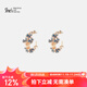 She s Qianzi handmade oil-dropped light luxury fashion earrings Van Gogh iris flower earrings female birthday gift for girlfriend