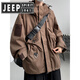 JEEP SPIRIT American Plus Size Extra Size Jacket Men's Large Size 300 Jin Jin equals 0.5 kg Hooded Jacket Spring and Autumn Workwear Functional Jacket Black Velvet M 80 to 100 Jin Jin equals 0.5 kg Can be worn