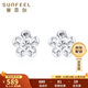 Safir platinum earrings for women PT950 platinum hollow double-layered small flower earrings, one pair, about 1.05 grams