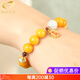GONMCEAN Chicken Fat Yellow Beeswax Bracelet Women's Single Circle Amber Bracelet Raw Ore Accessories Bracelet for Men and Women with Certificate 12mm