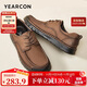 Yierkan Men's Shoes Soft Sole Lace Up Business Casual Shoes Comfortable Flat Leather Shoes 97100W Brown 40