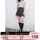 Sancai 2025 autumn new miu style gray waist pleated skirt skirt A-line short skirt petite M