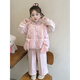 NACJOM Girls' Velvet Thickened Suit Autumn and Winter 2025 New Children's Fashionable Wear Baby Girl Winter Vest Three-piece Set Pink 90 cm