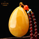 Layun Feiyin natural raw stone beeswax pendant genuine amber fossil necklace amber pendant chicken oil yellow sweater chain A product 13-15g suitable for girls (with certificate)