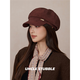 Face-showing small octagonal hat for men and women Korean version simple and versatile retro newsboy hat suede painter hat student couple trend black one size (55-59cm) adjustable