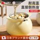 AILUKI Japanese lard tank household ceramic high temperature resistant food grade kitchen oil tank oil spicy special tank chili oil cream white 700ml - comes with spoon + filter can pour hot oil