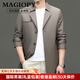 MAGIOPY luxury high-end brand middle-aged windbreaker men's business casual suit collar solid color loose coat single-breasted thin blue L 175