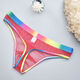 Bear plus size 0 sexy gay color see-through thong gay transparent thong rainbow white rainbow belt transparent tulle feeling thong S