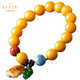 Layun Feiyin collectible chicken fat yellow beeswax bracelet for women full honey amber bracelet original design with jasper leaves for gift collection 10mm beeswax (with certificate)