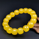 Hupai, one object, one picture, one certificate, natural beeswax bracelet, men's bracelet, chicken fat yellow barrel beads, Russian material, flawless bracelet, 27.69 grams, bead diameter 13.5*12 mm